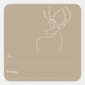 Sticker Carré Noel moderne renne blanc beige abstrait (Devant)