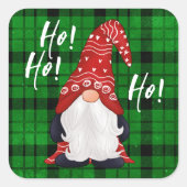 Sticker Carré Noël Nordic Gnome Green Plaid (Devant)