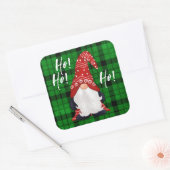 Sticker Carré Noël Nordic Gnome Green Plaid (Enveloppe)