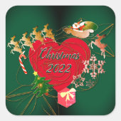 Sticker Carré Noël père Noël Reindeer (Devant)