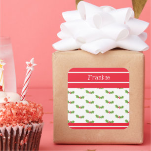 Sticker Carré Noël personnalisé Holly & Berries