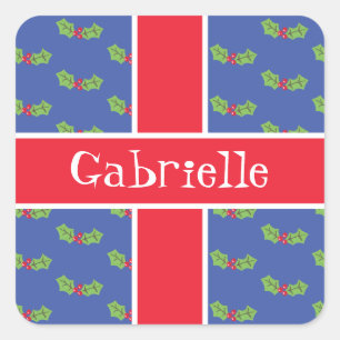 Sticker Carré Noël personnalisé Holly & Berries