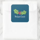 Sticker Carré Noël personnalisé Holly & Berries (Sac)