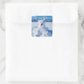 Sticker Carré Noël Pitbull Chien Snowman (Sac)