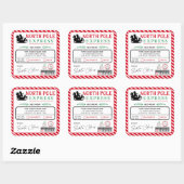Sticker Carré Noël Pôle Nord Adresse Express Expédition (Feuille)