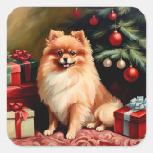 Sticker Carré Noël Poméran (Devant)