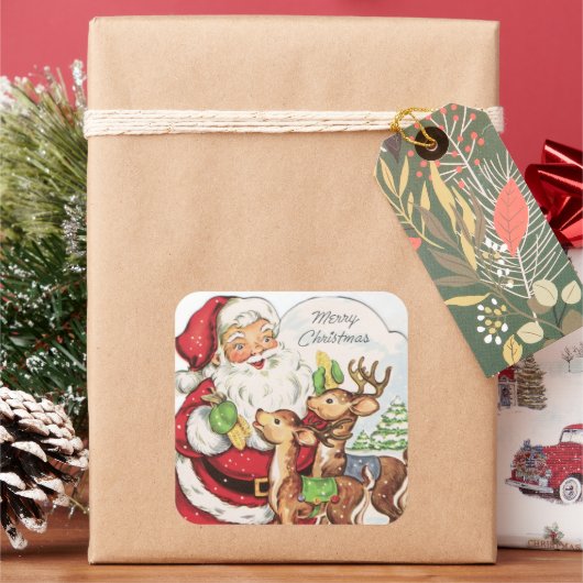 Sticker Carré Noël rétro Noël Père Noël reiner Holiday (vacances)