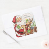 Sticker Carré Noël rétro Noël Père Noël reiner Holiday (Enveloppe)