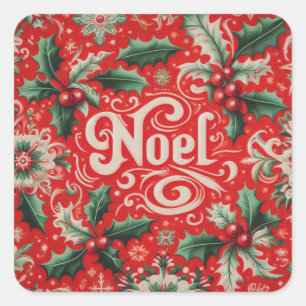 Sticker Carré Noel rouge et vert