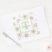 Sticker Carré Noël Rouge et vert Feu de neige Monogramme (Enveloppe)