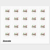 Sticker Carré Noël rouge et vert personnalisé (Feuille)