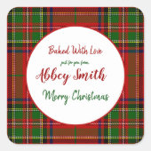 Sticker Carré Noël Rouge Vert Plaid Traitements personnalisés (Devant)