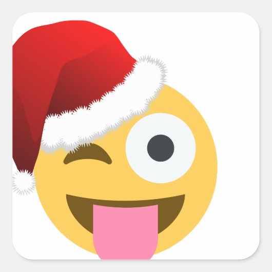 Sticker Carré noël santa claus winking emoji (Devant)