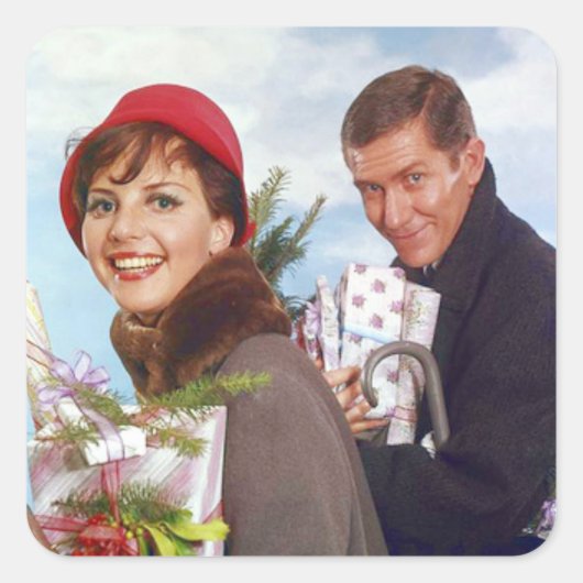 Sticker Carré Noël Shopping Rétro (Devant)