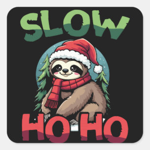 Sticker Carré Noël Sloth Lent Ho Ho Festive Conception de vacanc