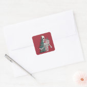 Sticker Carré Noël Sorta Scare Sorta Merry Funny Skeleton (Enveloppe)