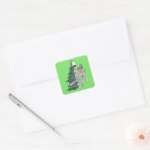 Sticker Carré Noël Sorta Scare Sorta Merry Funny Skeleton (Enveloppe)