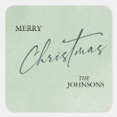 Sticker Carré Noël tendance moderne | Vert élégant (Devant)