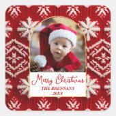 Sticker Carré Noël Une photo Hiver Élégant Festif (Devant)
