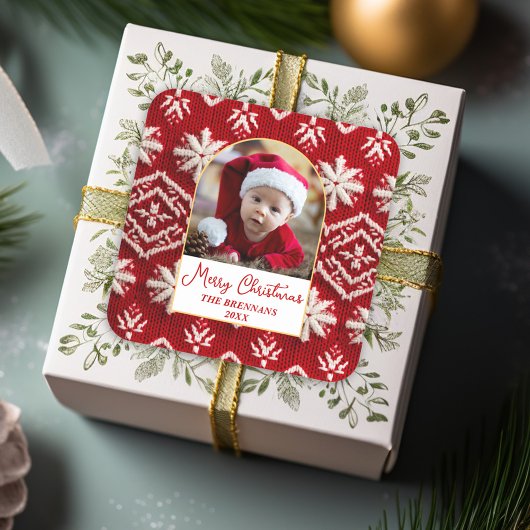 Sticker Carré Noël Une photo Hiver Élégant Festif