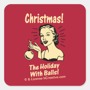 Sticker Carré Noël : Vacances Avec Des Boules