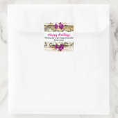 Sticker Carré Noël vacances hiver neige rose (Sac)