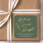 Sticker Carré Noël Vert foncé et or Gîtes de vacances Cadeau