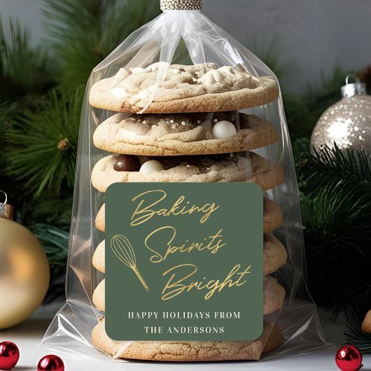 Sticker Carré Noël Vert foncé et or Gîtes de vacances Cadeau