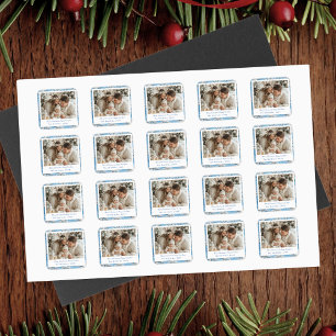 Sticker Carré Noël vintage Blue Snowflop