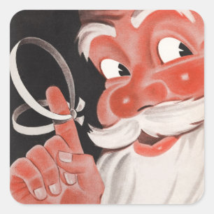 Sticker Carré Noël Vintage, Jolly Santa Claus avec String