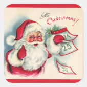 Sticker Carré Noël vintage rétro Père Noël (Devant)