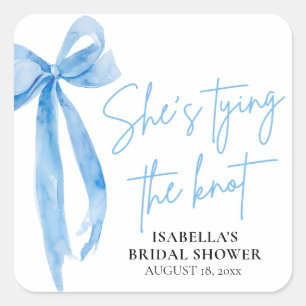 Sticker Carré Noeud Bleu Poussiéreux Elle Attache le Noeud Récep