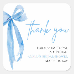 Sticker Carré Nœud Bleu Poussiéreux Elle Attache le Nœud Récepti