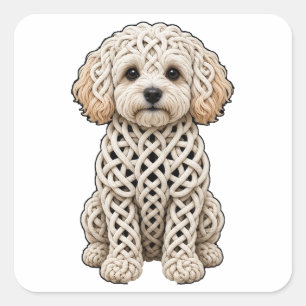 Sticker Carré Nœud Celtique Maltipoo Abricot
