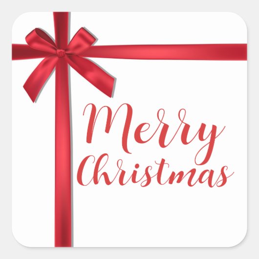 Sticker Carré Nœud de ruban de satin rouge pour la fête de Noël (Devant)