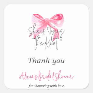 Sticker Carré Noeud élégant Rose Fête de Mariage