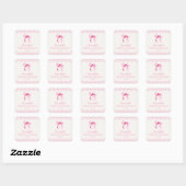 Sticker Carré Noeud Papillon Coquette Rose Mariage (Feuille)