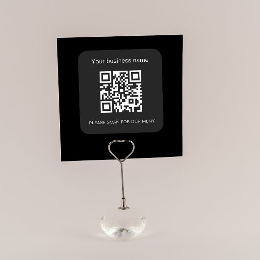 Sticker Carré Noir blanc bar restaurant menu qr code