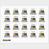 Sticker Carré Noir Blanc Jaune Un Joyeux Mec 1er anniversaire (Feuille)