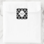 Sticker Carré Noir Blanc Marocain #5 Blanc 3 Monogramme Initial (Sac)