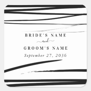 Sticker Carré Noir blanc moderne Abstrait mariage Faveur
