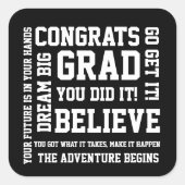 Sticker Carré Noir blanc moderne Grats Grad Vous l'avez fait (Devant)