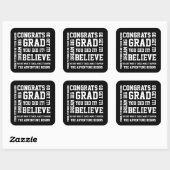 Sticker Carré Noir blanc moderne Grats Grad Vous l'avez fait (Feuille)