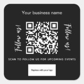 Sticker Carré Noir blanc nom commercial qr code logo (Devant)