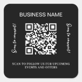 Sticker Carré Noir blanc nom de l'entreprise qr code (Devant)