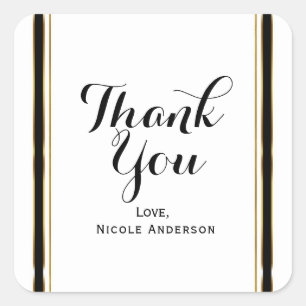 Sticker Carré Noir Blanc Or Elégant Couture Mariage Faveur