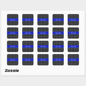 Sticker Carré Noir Blanc Pois Royal Blue Nom Monogramme (Feuille)