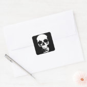 Sticker Carré Noir & Blanc Pop Art Crâne Cool élégant (Enveloppe)