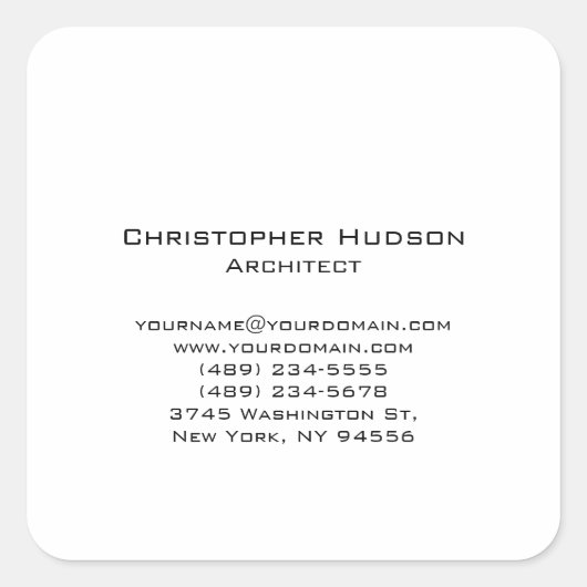 Sticker Carré Noir Blanc Simple Plain Architect (Devant)