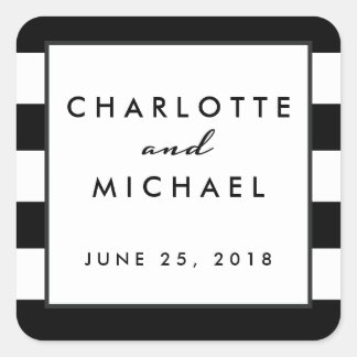 Sticker Carré Noir chic | Blanc Moderne Mariage Favoriser Étique